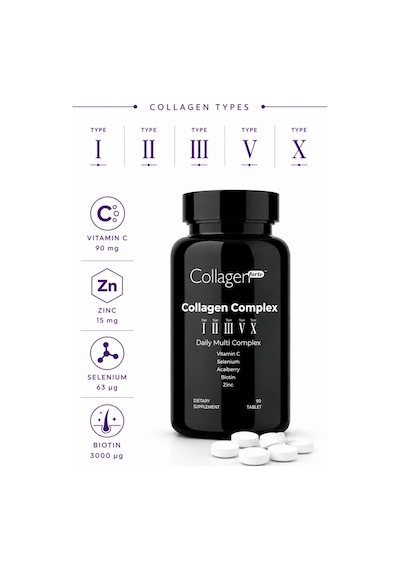Collagen Forte Platinum 5 Tip Kolajen Vitamin ve Mineral İçeren Takviye Gıda 500 MG 90 Tablet