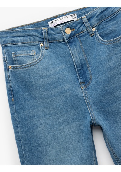 Koton Yüksek Bel Dar Kalıp Düğmeli Cepli İspanyol Paça Crop Jean Pantolon - Flare Jeans Orta İndigo 6wal40038md Indigo Koton Yüksek Bel Dar Kalıp Düğmeli Cepli İspanyol Paça Crop Jean Pantolon - Flare Jeans Orta İndigo 6wal40038md Indigo