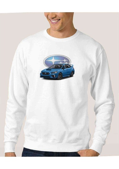 Subaru Baskılı Beyaz Erkek Örme Sweatshirt (530950754)