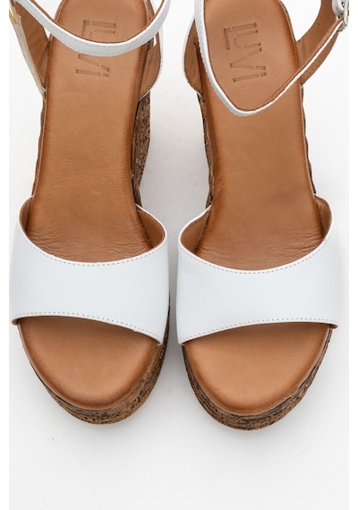 Luvishoes Luvi Shoes Elsıe Beyaz Cilt Hakiki Deri Kadın Dolgu Topuklu Sandalet Beyaz