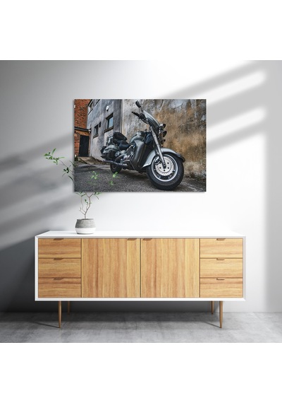 Cakasepetim Eski Binalar Ve Harley Davidson Ahşap Mdf Tablo