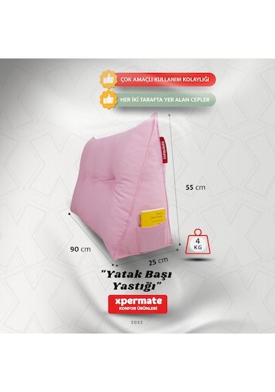 Yatak Başı Yastığı Sırt Ve Bel Destek Yastığı 90 Cm Yaslanma Ve Dinlenme Yastığı Pembe