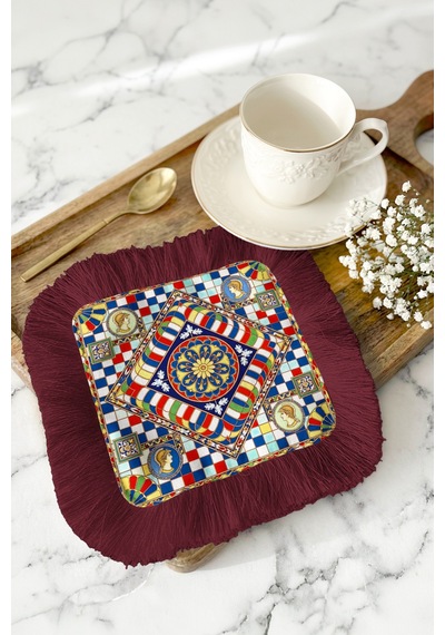 Zarif Mozaik İkonik Saçaklı Sunum Peçetesi-klasik Vintage Stil Lacivert Bordo Bardak Altlığı Mendil Okyanus Deniz Turkuazı Zarif Mozaik İkonik Saçaklı Sunum Peçetesi-klasik Vintage Stil Lacivert Bordo Bardak Altlığı Mendil Okyanus Deniz Turkuazı