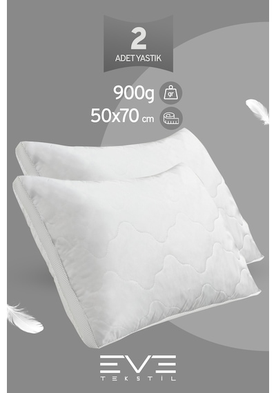 2 Adet Klimax Beyaz Serisi Kılıflı Fermuarlı Klimali Antialerjik Silikon Nano Elyaf Yastık 50x70cm Beyaz