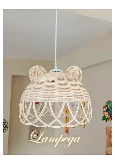 Lampega Rattan Bambu Avize Turuncu