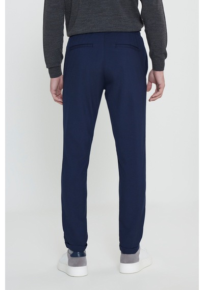 George Henry Slim Fit Dar Kesim Beli Bağlamalı Yan Cepli Jogger Pantolon Lacivert
