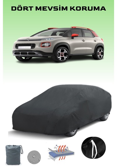Siyah Citroen C3 Aircross 2017 - 2021 Araba Brandası, Oto Örtüsü, Araba Çadırı Siyah
