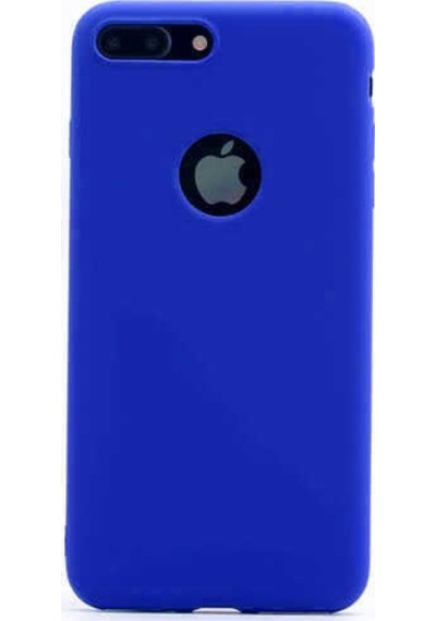 Noktaks - Apple Uyumlu iPhone 8 Plus - Kılıf Mat Renkli Esnek Premier Silikon Kapak - Saks Mavi