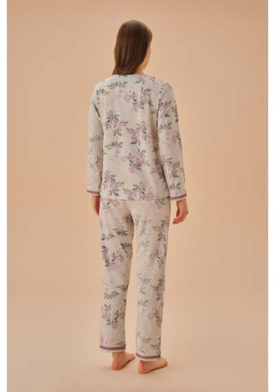 Suwen Carmen Pijama Takımı Sh251706601350 Bej Melanj