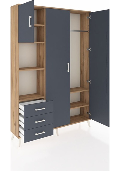 Arges Dolap 6 Raflı 3 Çekmeceli Tek Askılı 132x30x195 Çam-antrasit/antrasit Antrasıt/antrasıt Arges Dolap 6 Raflı 3 Çekmeceli Tek Askılı 132x30x195 Çam-antrasit/antrasit Antrasıt/antrasıt