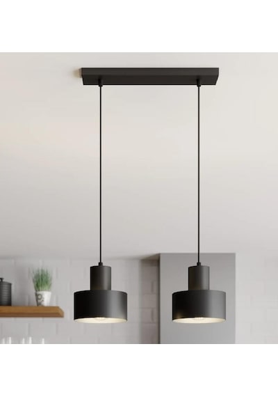 Mylights Retro Rustik Modern Spor Sıralı İli Sarkıt Masa Ustu Avize 30 Cm Kasa Siyah
