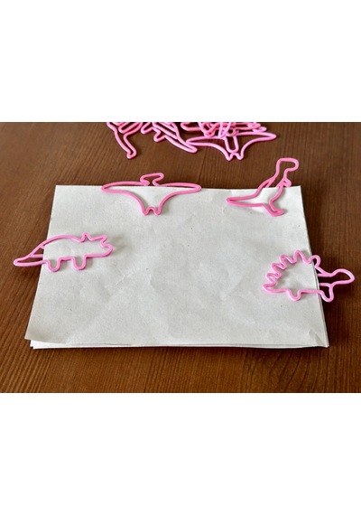 Alvera Dinozor Figürlü Kitap Ayracı Ve Ataç Seti 3d Baskı Karışık Desen - Pembe