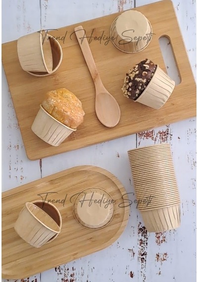 Trend Hediye Sepeti 50'li Kraft Cupcake Kalıbı, Muffin Kek Kalıbı, Kek Kapsülü, Airfryer Uyumlu Sku: Smg8690010544087 Ahşap