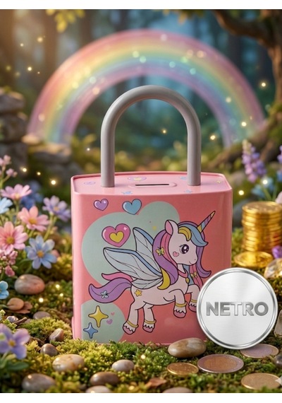 Kilit Şeklinde Dev Boy Kumbara 26x17 Cm Hediyelik Metal Kumbara Kapaklı Kolay Açılabilir Model 2 Li Tavşan Pembe