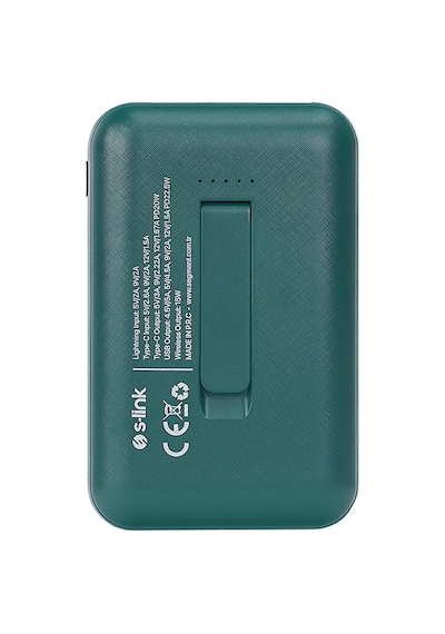 S-Link S-P50 5000 mAh Magsafe Standlı Kablosuz Şarj Cihazı Yeşil