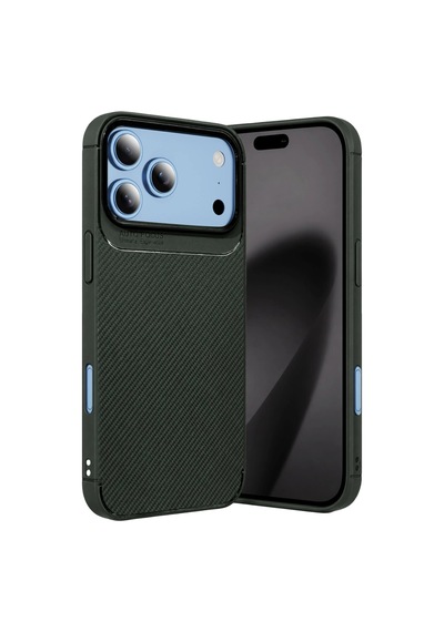 Apple Uyumlu iPhone 18 Pro Max Auto Focus Karbon Kapak - Yeşil Çr
