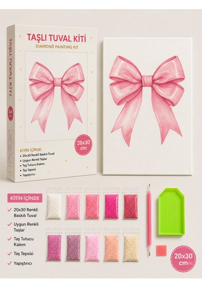 Bedazzling Taşlı Tuval Kiti Küçük Boy Kurdele 1 Adet