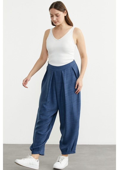 Sementa Pensli Rahat Kalıp Pantolon - Indigo