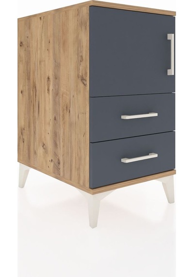 Kronos Komodin 2 Raflı 2 Çekmeceli Tek Kapaklı 44x59x80 Çam-a... Çam