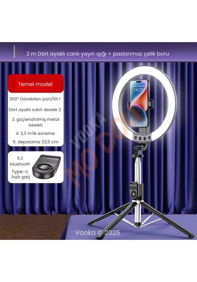 10"inç Ring Light Şarjlı Youtuber Tiktok Çekim Telefon Tutucu Influencer Makyaj Işığı Kumandalı
