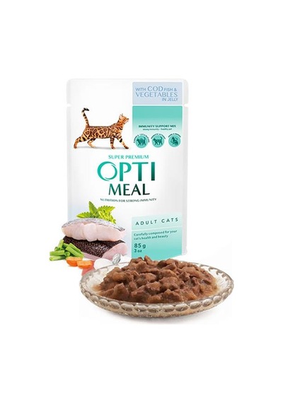 Optimeal Morina Balıklı Sebzeli Jöleli Yetişkin Kedi Maması 85 G