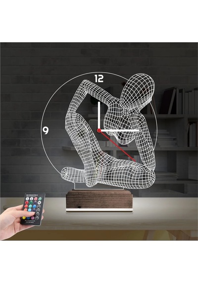 Luvivia Minimalist Kadın Heykel Saatli 3d Lamba - Masa Gece Lambası Şeffaf