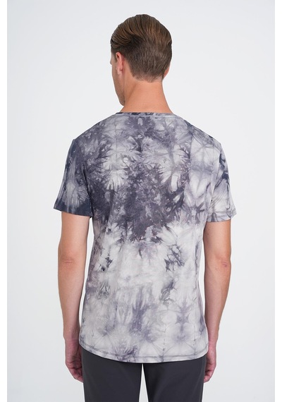 Efor Comfort Fit Bisiklet Yaka Batik Desen Kısa Kol Lacivert Tişört Ts 914 Lacivert