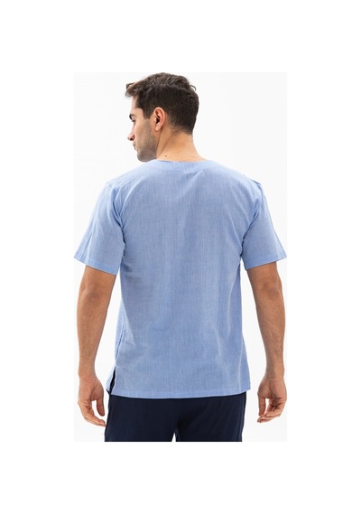 Kısa Kol Şile Bezi Bisiklet Yaka Erkek Yazlık Tshirt Mavi 3032-mavi Mavi