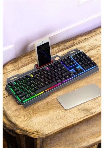 Q  Klavye  Rgb  Işıklı  Klavye  Ve  Mouse  Seti  Kablolu  Mouse  liş  -  Lisinya  Diğer