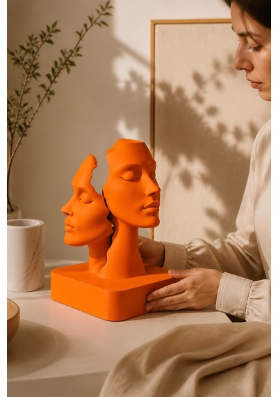 İkiliğin Yüzleri Figürlü Minimalist Dekoratif Biblo 71090175