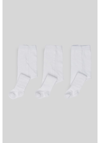 Defne Baby 3 Çift Pamuklu Kız Çocuk Ve Bebek Külotlu Çorap Beyaz