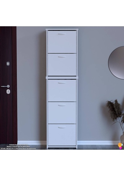 Modilayn Verve Antre 52x194x26 Cm Lik 5 Düşer Kapak 10 Göz Bölmeli Ayakkabılık Beyaz Modilayn Verve Antre 52x194x26 Cm Lik 5 Düşer Kapak 10 Göz Bölmeli Ayakkabılık Beyaz