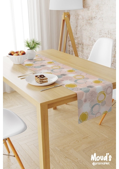 Xero Floral 1 Desenli Baskılı Süet Runner Masa Örtüsü