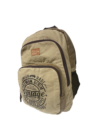 Old Cotton Cargo Kaliteli Siyah Vintage Salaş Baskılı Disayn Günlük Gezi Okul Sırt Çantası Revilla Bag 28x38cm Bej