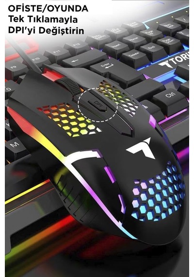 Tmk-06 Gaming Rgb Işıklı Kablolu Q Klavye Ve Mouse Seti Siyah