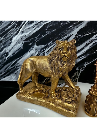Doremcy Dekoratif Tablalı Aslan Biblo Gold