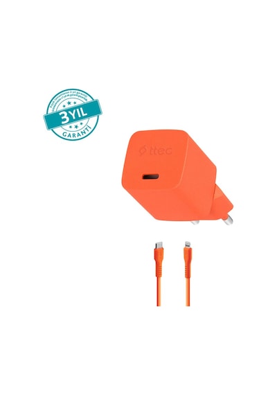 Ttec Smartcharger Gan 20w Pd Seyahat Hızlı Şarj Aleti + Usb-c - Lightning 120cm Kablo Neon 2scg20ln