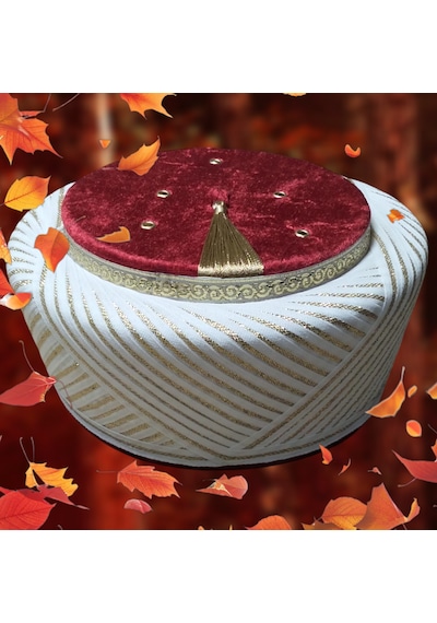 Fabrikam06 Sultan Sarık Bordo Sarık İmam Sarığı İmam Fesi Cami Sarığı Takke Cübbe S113 58 Cm Bordo