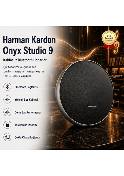 Harman Kardon Onyx Studio 9 Kablosuz Bluetooth Hoparlör,yüksek Ses Kalitesi,derin Bas Performansı-1124