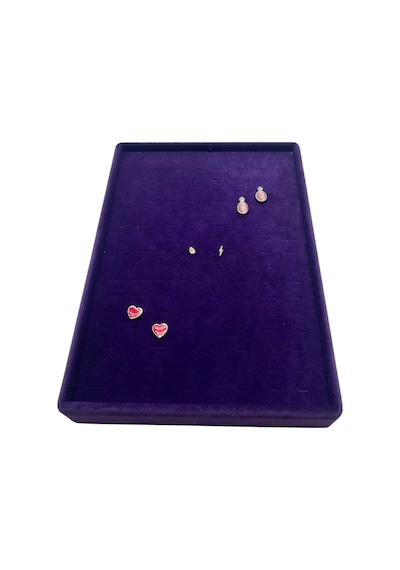 Süet Kumaş Mor Renk 24/17 Cm Batırmalı Piercing - Küpe Tablası