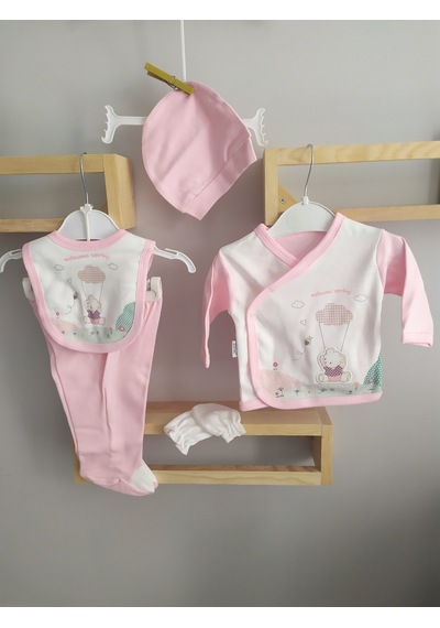 Zıpır Bebe Zıpır Balon Hastane Çıkış Seti Pembe 5 Li Pembe