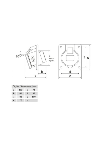 Bemis Cee Norm 3x32a 220v Ip44 45 Derece Eğik Makina Prizi