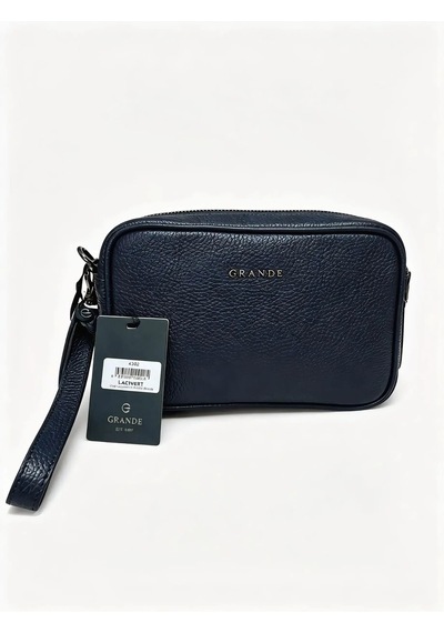 Grande Hakiki Deri Parmak İzi Kilitli Erkek El Çantası 4302 Lacivert