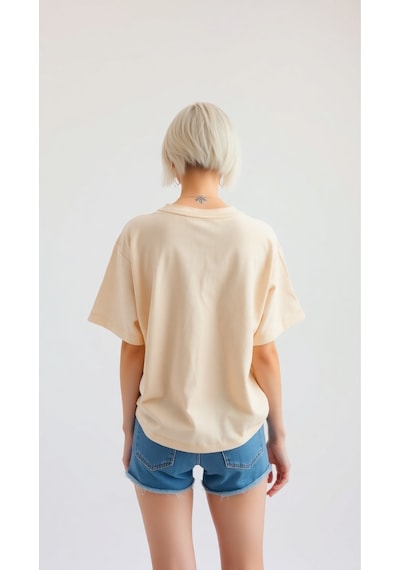Uyguntarz Unisex West Coast Baskılı Oversize Tshirt Bej