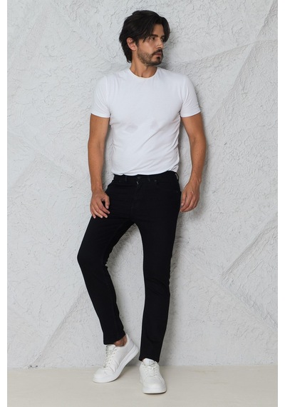 Myrab Denim Erkek Siyah Regular Fit Rahat Kesim Denim Zift Mavi Jeans