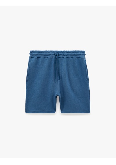 Koton Modal Karışımlı Cepli Straight Fit Beli Bağcıklı Spor Şort Lacivert 6sam40135nk