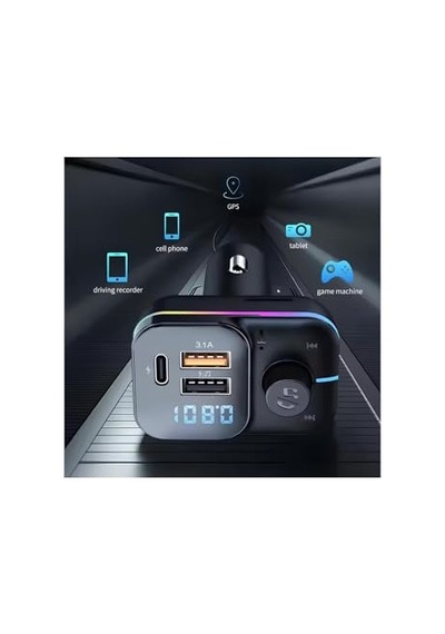 Tr 55w Hızlı Şarj Destekli Çift Usb + Type-c Çıkışlı Bluetooth Fm Modülatör Transmitter Mt9874 İle Uyumlu