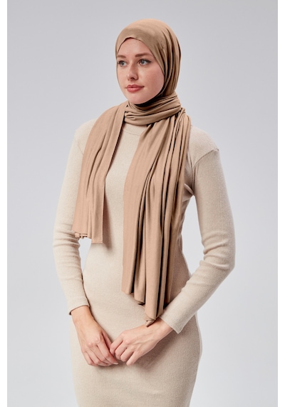 Sonbaharmoda Kadın Tesettür Penye Şal Hazır Pratik Geçmeli Kolayca Takabilir Uzun Dört Mevsim Pamuklu Şal Sütlü Kahve