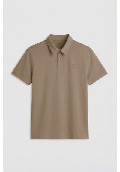 Koyu Bej Standart Kalıp Basic Polo Yaka Erkek T-shirt - 87748 Koyu Bej