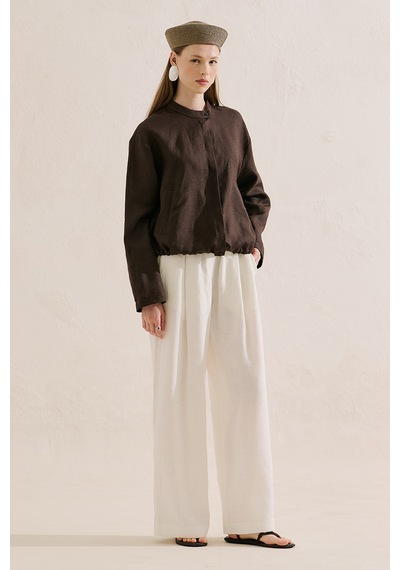 Manuka Keten Bomber Tarz Gömlek Acıkahve Ss26gml00021-23.6552